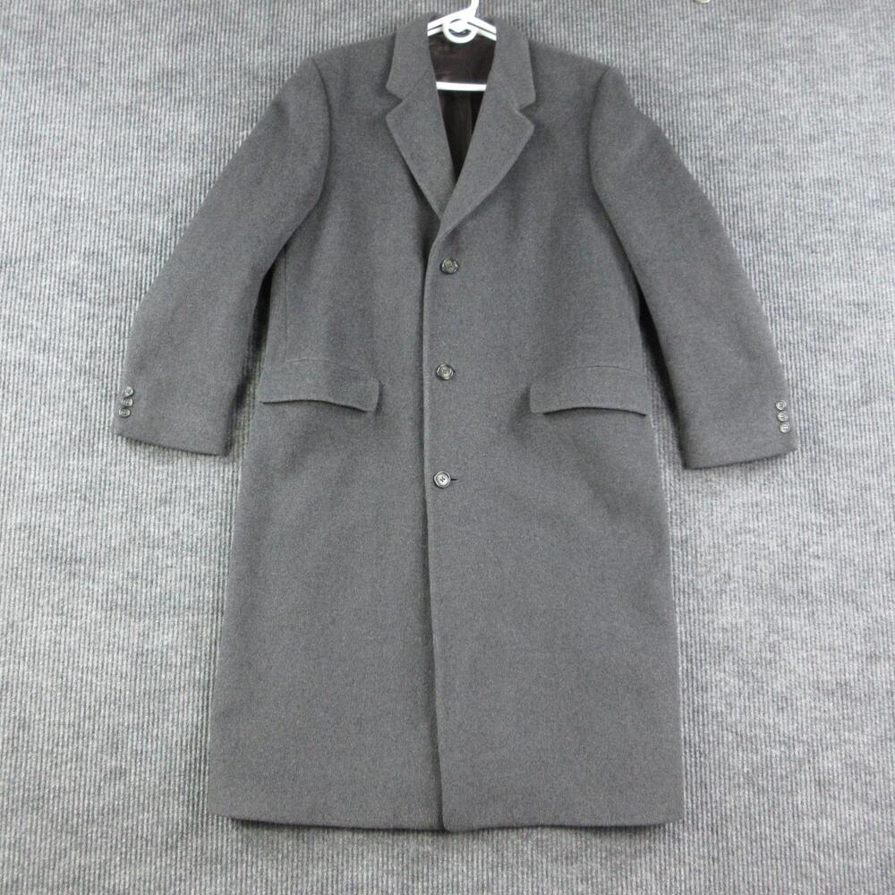 Hammersley Coat Mens 42R Gray Overcoat Wool Cashmere Blend Lined Long Formal